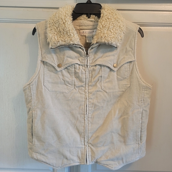 Maurices Jackets & Blazers - Vintage Maurices Cream Corduroy Vest With Sherpa Lining And Collar